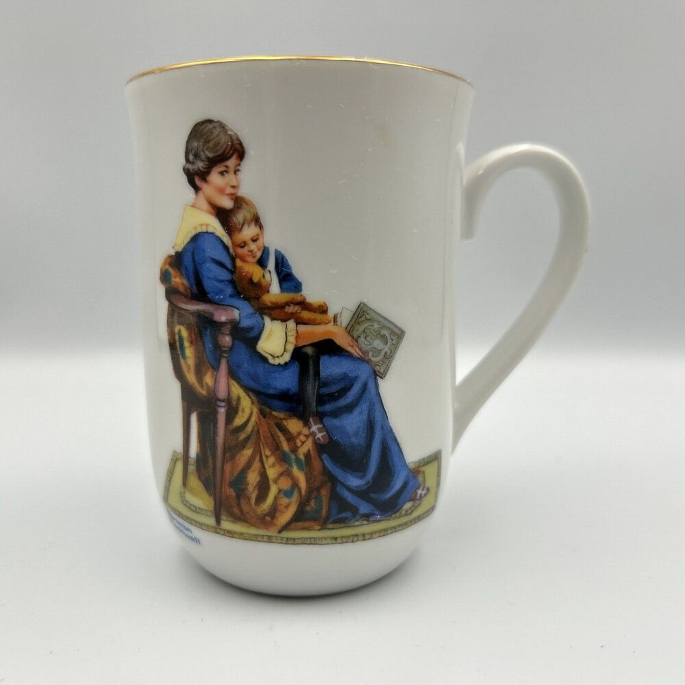 Norman Rockwell Museum Porcelain Coffee Mug/Cup Bedtime -Vintage - EUC